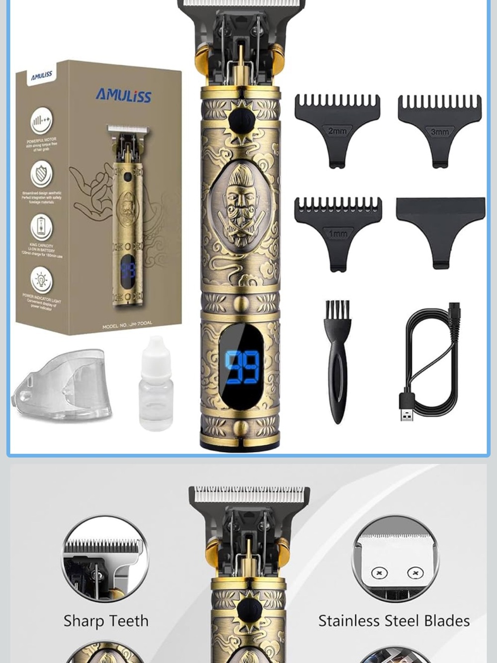 Amuliss Precision Beard Trimmer - Ornate Gold never used new no tags